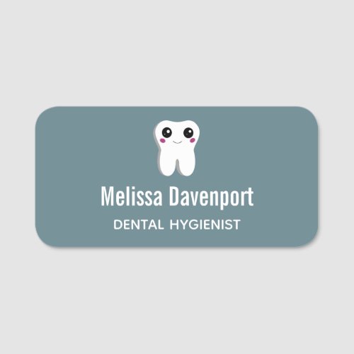 Happy Smiling Dental Tooth Cute Name Tag