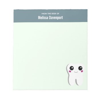 Happy Smiling Dental Tooth Cute Notepad by Mirribug at Zazzle