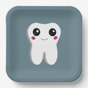Happy Smiling Dental Tooth Cute Paper Plates
