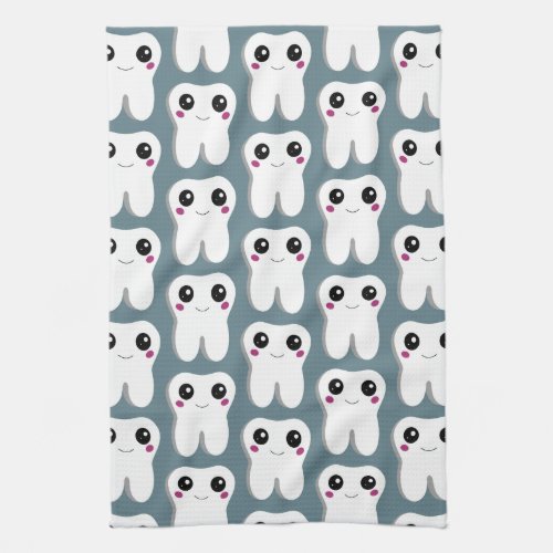 Happy Smiling Dental Tooth Cute Pattern Kitchen Towel