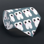 Happy Smiling Dental Tooth Cute Patterned Neck Tie<br><div class="desc">A tie with a drawing of a big white tooth with a cute kawaii smile and big happy eyes.</div>