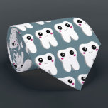 Happy Smiling Dental Tooth Cute Patterned Neck Tie<br><div class="desc">A tie with a drawing of a big white tooth with a cute kawaii smile and big happy eyes.</div>