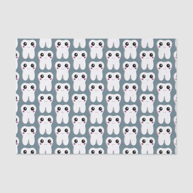 Happy Smiling Dental Tooth Cute Patterned Tissue Paper (Front)