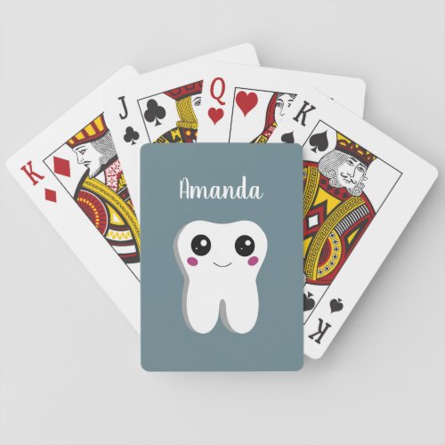 Happy Smiling Dental Tooth Cute Playing Cards