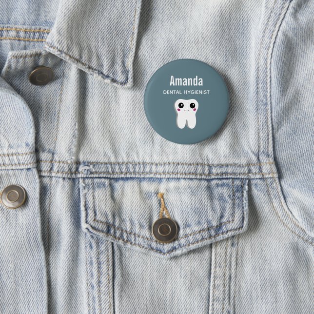 Happy Smiling Dental Tooth Cute Profession Button (In Situ)