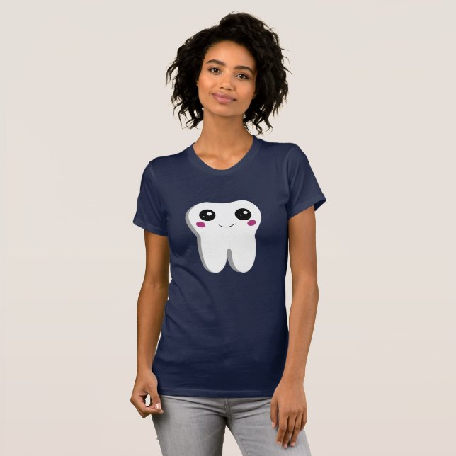 Happy Smiling Dental Tooth Cute T-Shirt (Front Full)