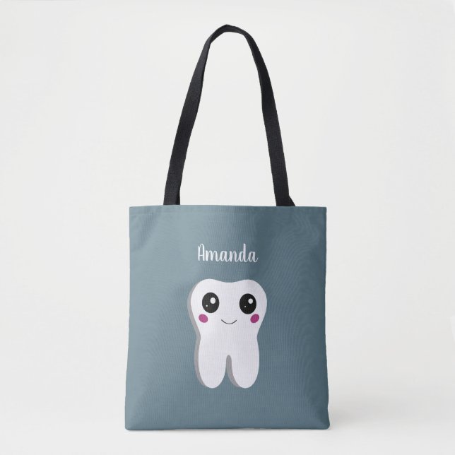 Happy Smiling Dental Tooth Cute Tote Bag (Front)
