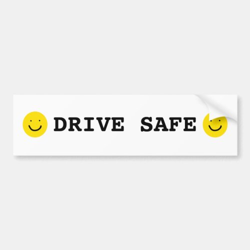 Happy Smiling Face Drive Safe Friendly Warning Bumper Sticker
