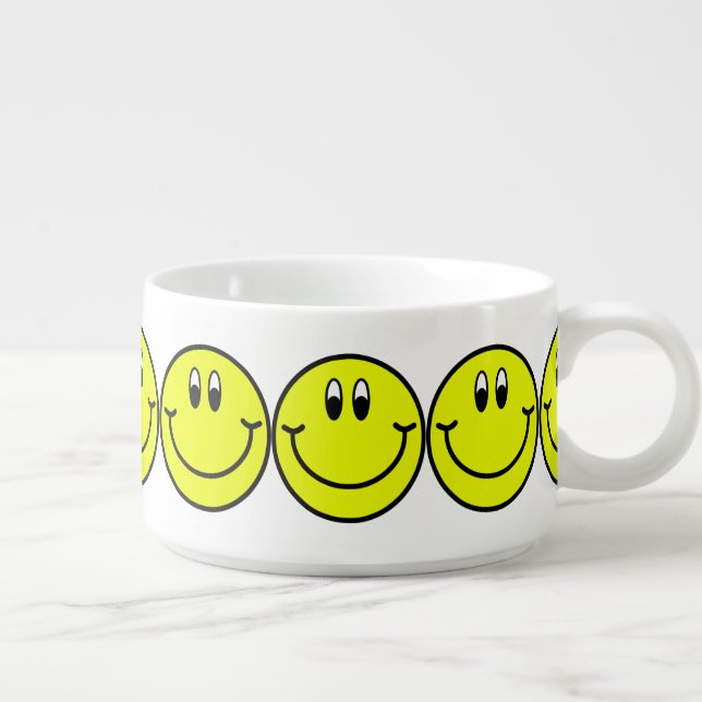 Happy Smiling Face Emoji Chili Bowl or Cereal Bowl (Left)