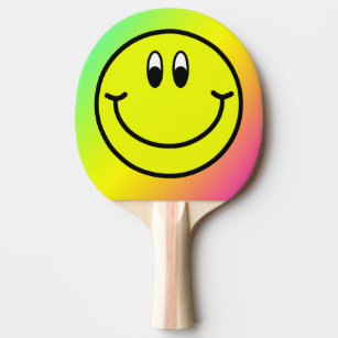 Happy Smiling Face Emoji Rainbow Ping Pong Paddle