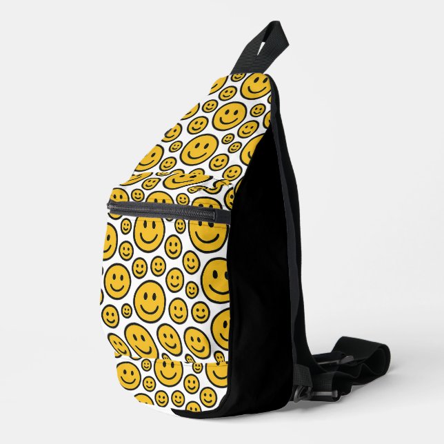 Happy Smiling Face Emoji Sling Backpack Bag (Right Corner)