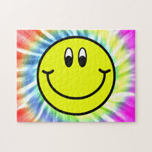 Happy Smiling Face Emoji Tie Dye Puzzle