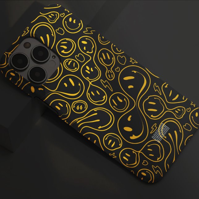 Happy Smiling Face Smile Pattern Yellow Black Case-Mate iPhone Case (Happy Smiling Face Smile Pattern Yellow Black Case-Mate iPhone Case
)