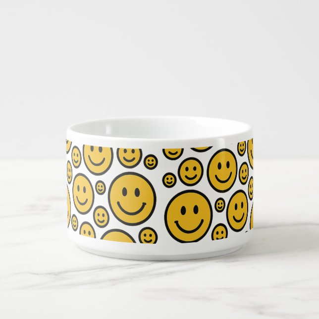 Happy Smiling Faces Emoji Chili Bowl Cereal Bowl (Center)