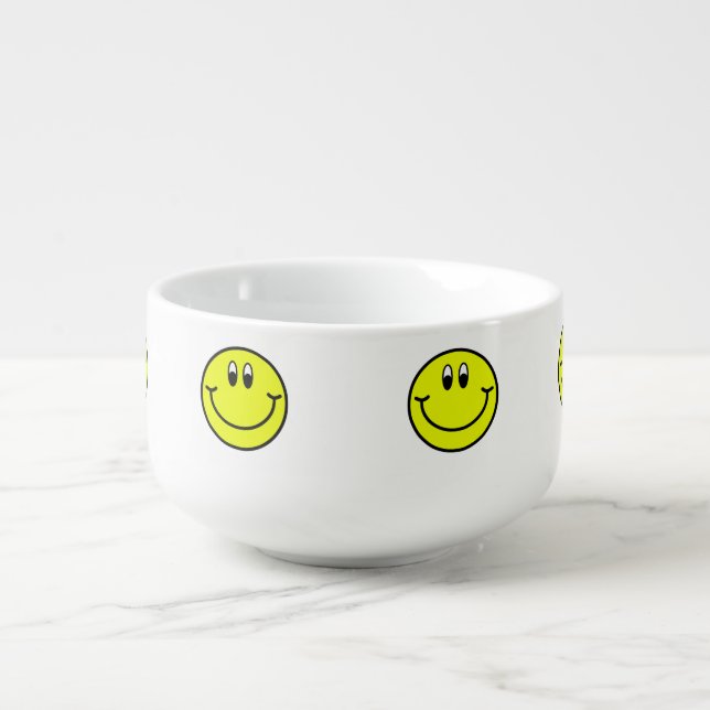 Happy Smiling Faces Emoji Soup Mug or Cereal Bowl (Front)