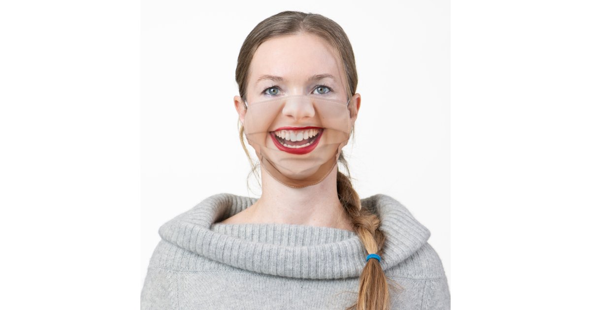Happy Smiling Female Face Red Lipstick Funny Adult Cloth Face Mask Zazzle Com See more ideas about smiley, smiley emoji, smiley face. happy smiling female face red lipstick funny adult cloth face mask zazzle com