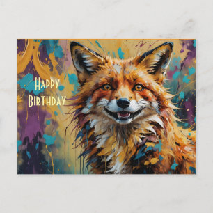 Happy Smiling Fox - Happy Birthday Postcard