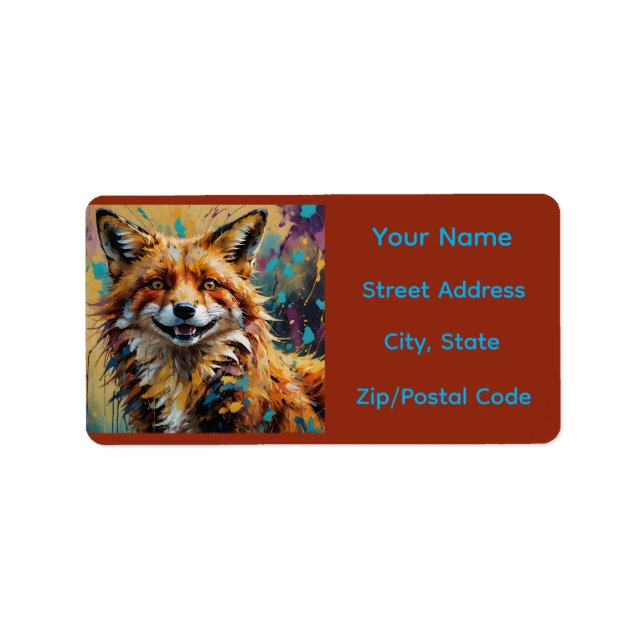 Happy Smiling Fox - Paint Splatter abstract Label (Front)