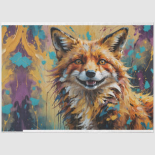 Happy Smiling Fox -paint splatter Tissue Paper