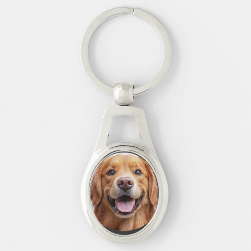 Happy Smiling Golden Retriever dog Keychain