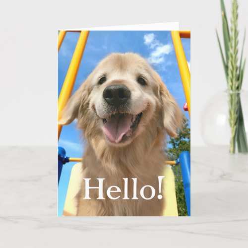 Happy Smiling Golden Retriever Hello Card