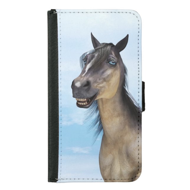 Happy Smiling Grulla Horse Samsung Galaxy Wallet Case (Front)