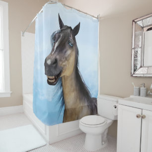 Happy Smiling Grulla Horse Shower Curtain