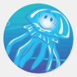 happy smiling jellyfish classic round sticker