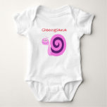 [ Thumbnail: Happy Smiling Pink & Purple Snail + Custom Name Baby Bodysuit ]