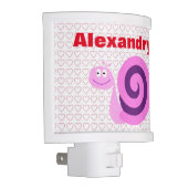 Happy, Smiling Pink & Purple Snail + Custom Name Night Light (Right)
