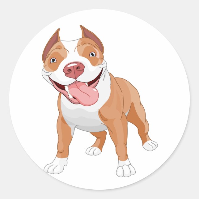 Happy Smiling Pit Bull Classic Round Sticker (Front)