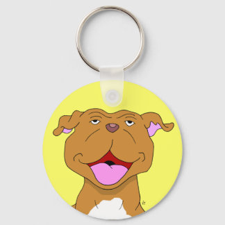 Happy Smiling Pit Bull Keychain