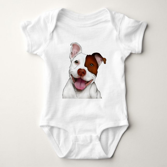 Happy Smiling Pitbull Baby Bodysuit (Front)