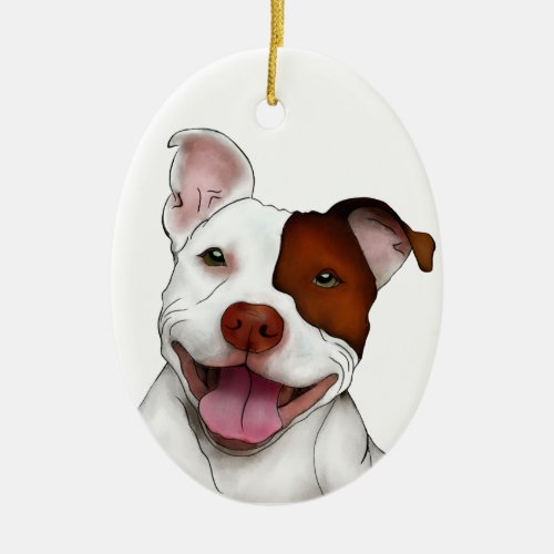 Happy Smiling Pitbull Ceramic Ornament