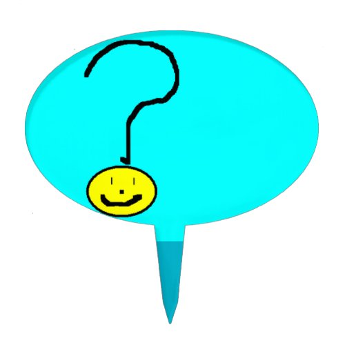 Happy Smiling Question Mark Emoji Kids Art Cake Topper