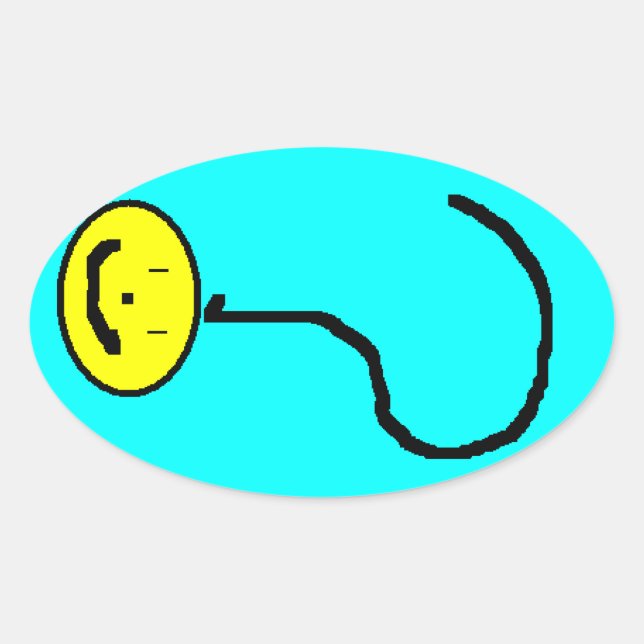 Happy Smiling Question Mark Emoji, Kids Art Oval Sticker (Front)