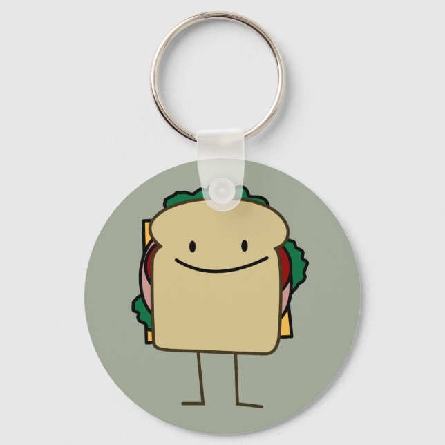 Happy Smiling Sandwich - Classic Keychain (Front)