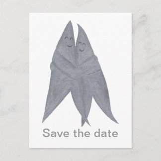 Happy Smiling Silver Stars Couple Save the dates Announcement Postcard