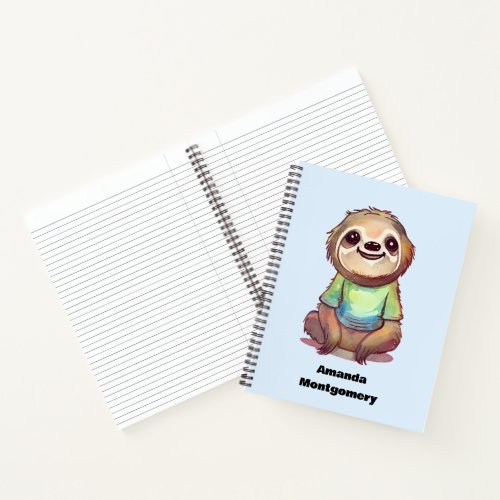 Happy Smiling Sloth Sitting Relaxed Notebook