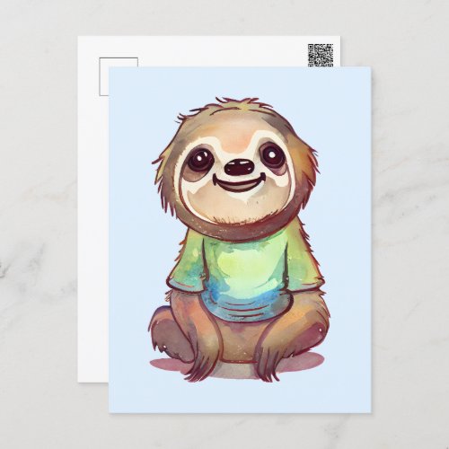 Happy Smiling Sloth Sitting Relaxed Postcard