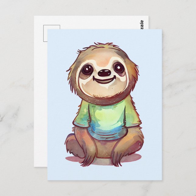 Happy Smiling Sloth Sitting Relaxed Postcard (Front/Back)