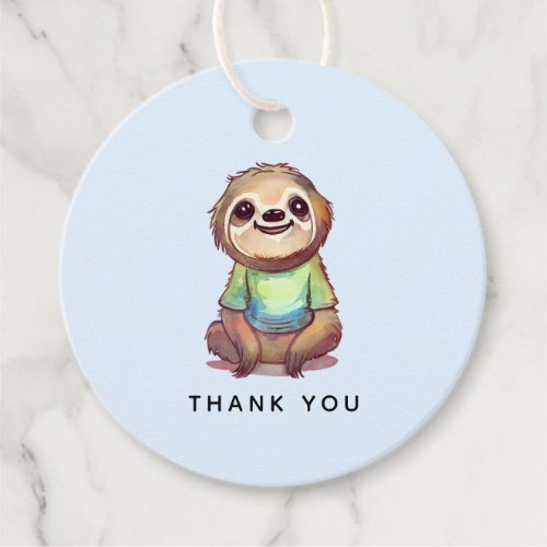  Happy Smiling Sloth Sitting Relaxed Thank You Favor Tags
