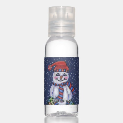 Happy Smiling Snowman Bright Christmas Lights Snow Hand Sanitizer