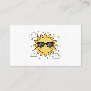 Happy Smiling Sun Cartoon - Minimalist Kawaii Suns Business Card