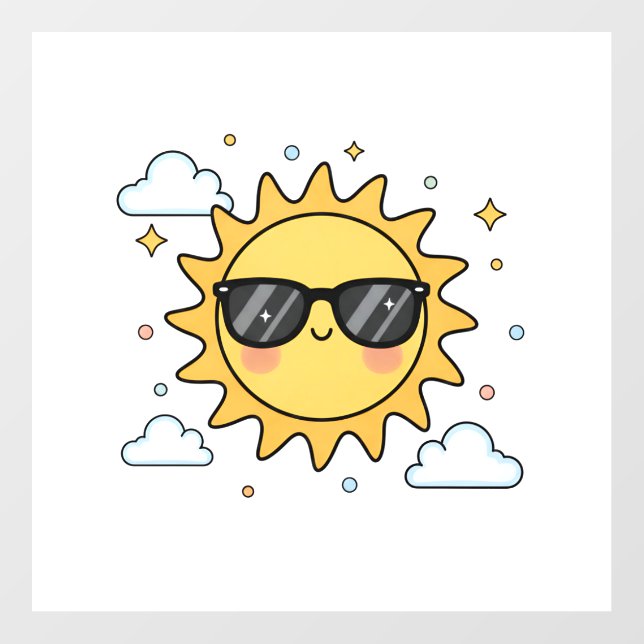 Happy Smiling Sun Cartoon - Minimalist Kawaii Suns Floor Decals (Front)