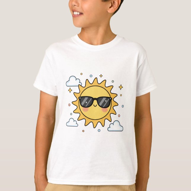 Happy Smiling Sun Cartoon - Minimalist Kawaii Suns T-Shirt (Front)
