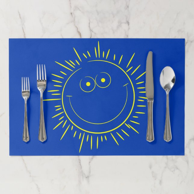 Happy Smiling Sun Character Paper Placemat (In Situ)