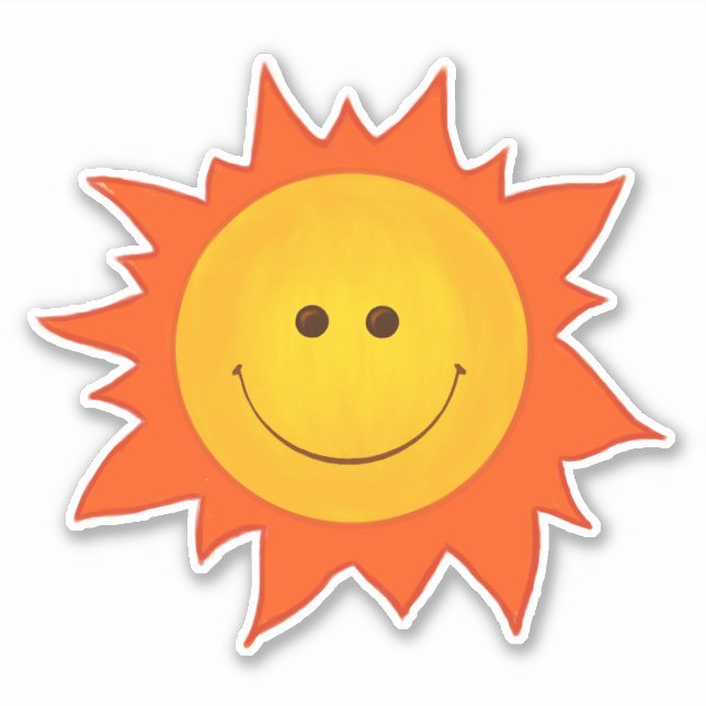 Happy Smiling Sun Character Sticker (Front)
