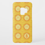 Happy Smiling Sun Chevron Pattern Case-Mate Samsung Galaxy S9 Case<br><div class="desc">This bright, colorful pattern in shades of orange and yellow has a chevron / wavy background with happy, smiling suns. The sunshine characters have two different alternating smiley faces. One sun is blank with room for you to add your own monogram letter instead. This is a cute, vibrant, whimsical pattern...</div>