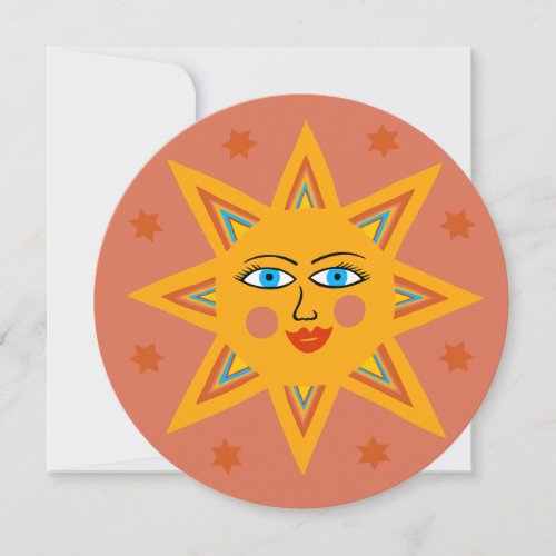 Happy Smiling Sun Face Cheerful Greeting Cards